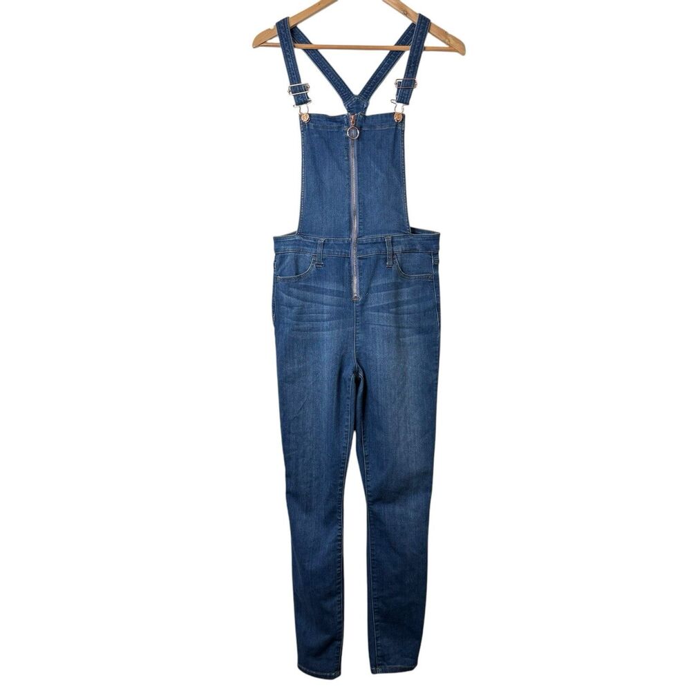 Guess Jeans Women's Blue Bib Overalls Size Medium Casual Pockets Stretch Y2K